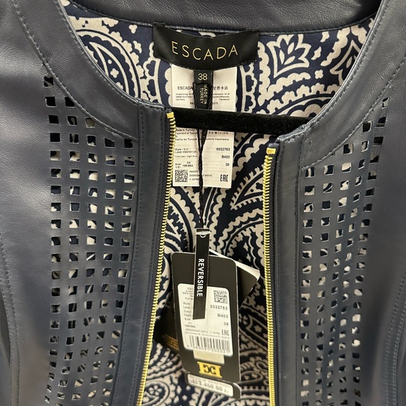 Escada navy leather jacket BNWT - Picture 2 of 3